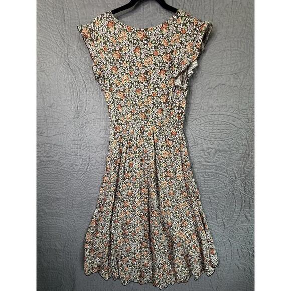 Grecerelle Brown Floral Flutter Sleeve Maxi Dress Size M - Picture 9 of 9